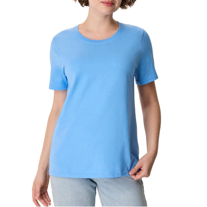 Hanes Perfect-T - Playera de Manga Corta de algodón Ligero para Mujer - G - Azul Carolina