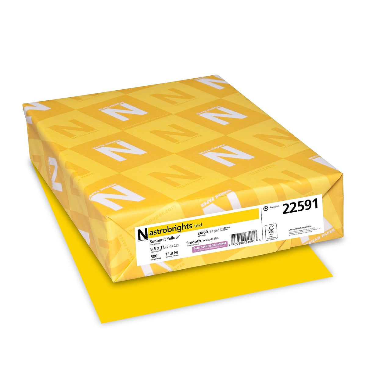 Astrobrights Papel de Color Alta Calidad 24 Lb Carta 500 Hojas - Amarillo (Sunburst Yellow)