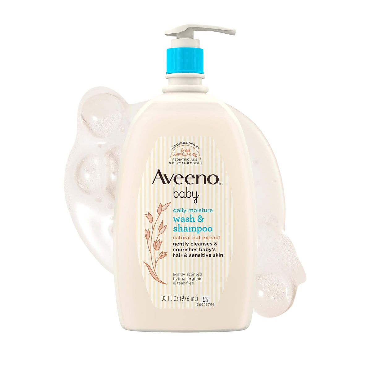 Aveeno Baby Gentle Wash & Shampoo con extracto de avena natural, sin lágrimas y ligeramente perfumado, 33 fl. onz
