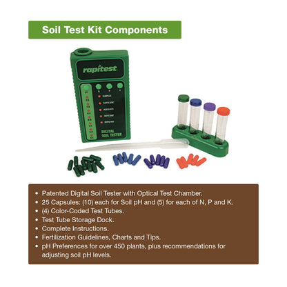 Luster Leaf Rapitest - Probador de Suelos, Kit de análisis Digital del Suelo para pH, N, P y K, Digital Soil Test Kit for pH, N, P and K, 1