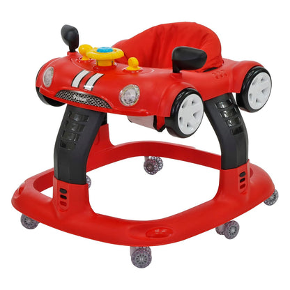 PRINSEL | Andadera Auto Boy LX para bebés Roja, Tablero Didáctico y Luces