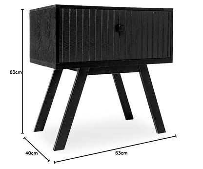 Sochic Buró Negro con 1 Cajón con Diseño en Líneas Verticales y Estructura de Madera MDF.