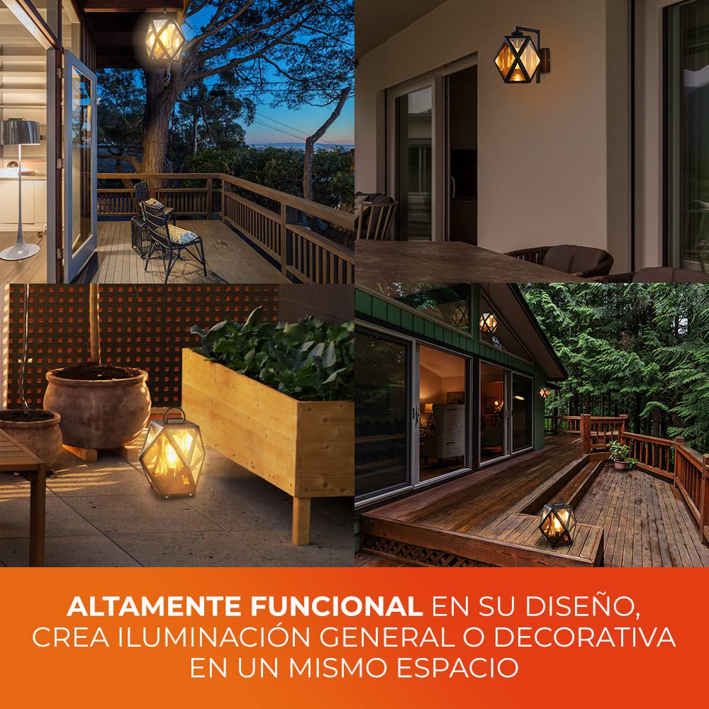 Tecnolite Lámpara de Pared Arbotante Cristal Exterior, Potencia Máx. 60 W, 1 Base E27, IP54, IK07, No incluye foco