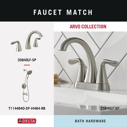 Delta ARV64-DN Arvo Juego de 4 Piezas de Accesorios de baño de 18 Pulgadas con Extensor de 6 Pulgadas, Soporte para Papel higiénico, Anillo de Toalla, Gancho, níquel Cepillado