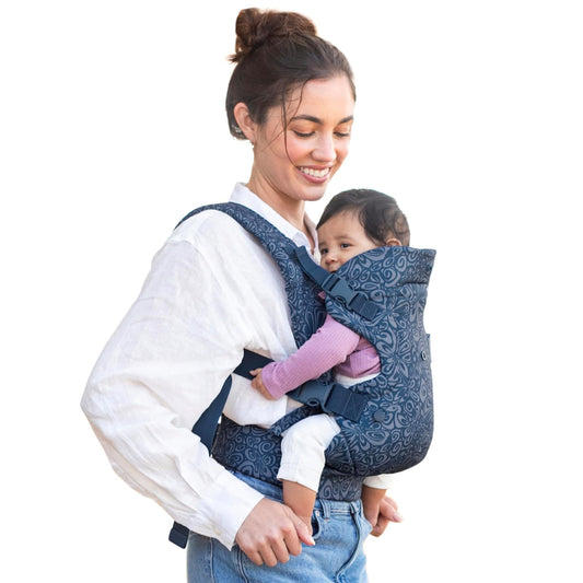 Infantino - Portabebés convertible 4 en 1, ajustable, ergonómico, esencial para el registro de bebé, portabebés para recién nacidos a niños, azul marino floral