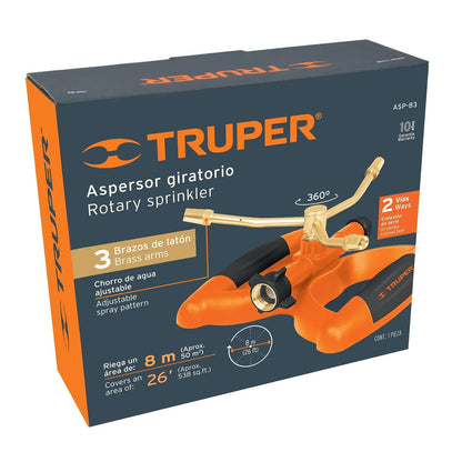 Truper ASP-B3, Aspersor tres brazos, base plástica