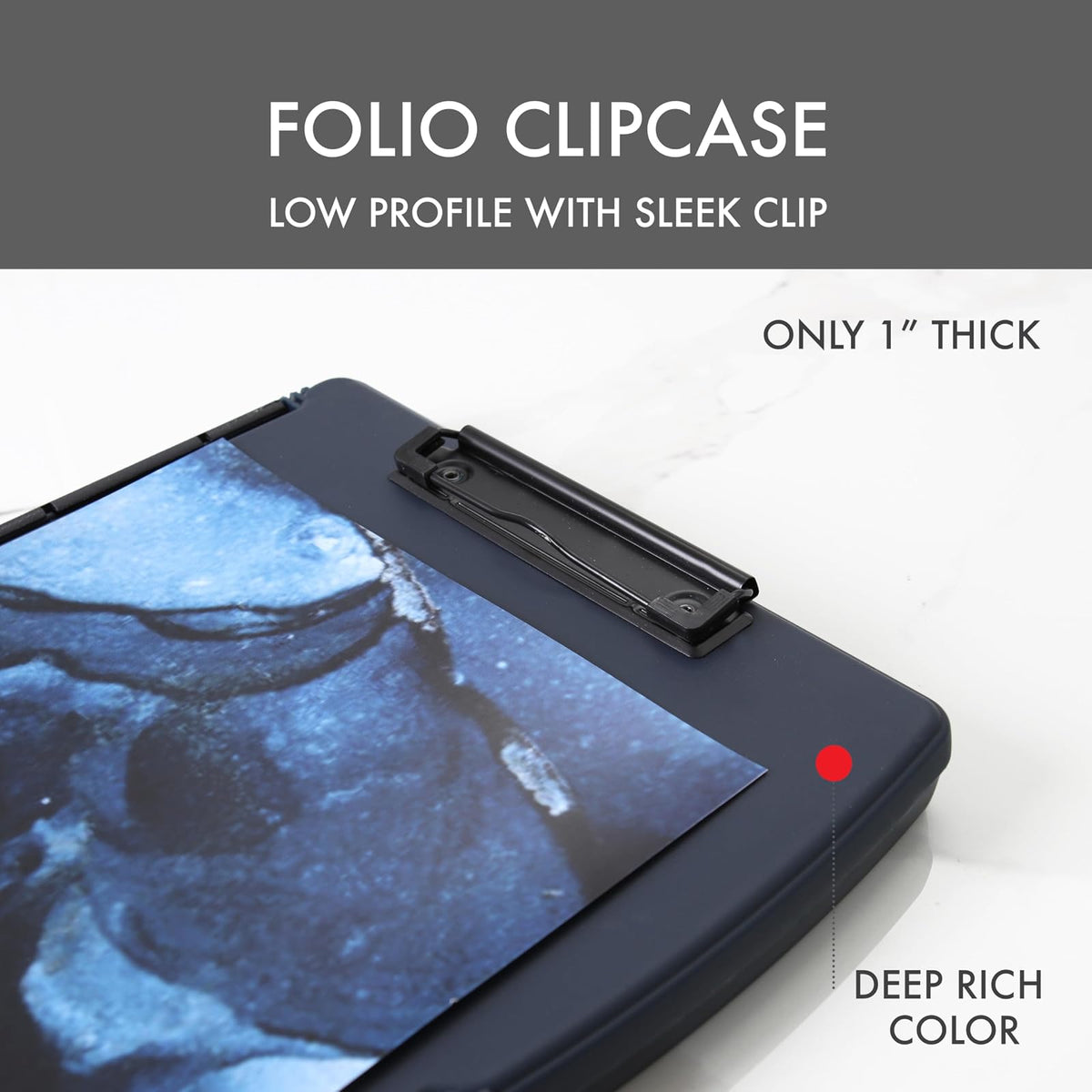 Dexas Folio Clipcase Portapapeles de almacenamiento profesional con compartimento de almacenamiento para bolígrafos, 9.75 x 14.75 pulgadas, A4, índigo. Ideal para profesores, enfermeras, entrenadores,