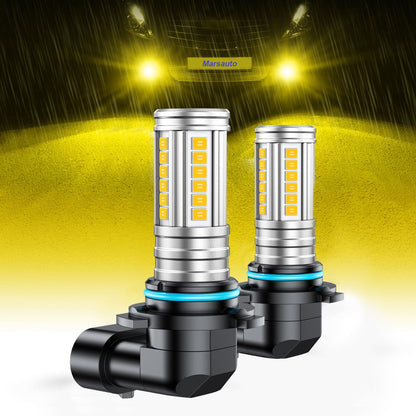Marsauto 9145/H10/9140 Bombillas LED Antiniebla Amarillas 12000 lm 360° 600% Más Brillante 3000K Ámbar con 60 Chips