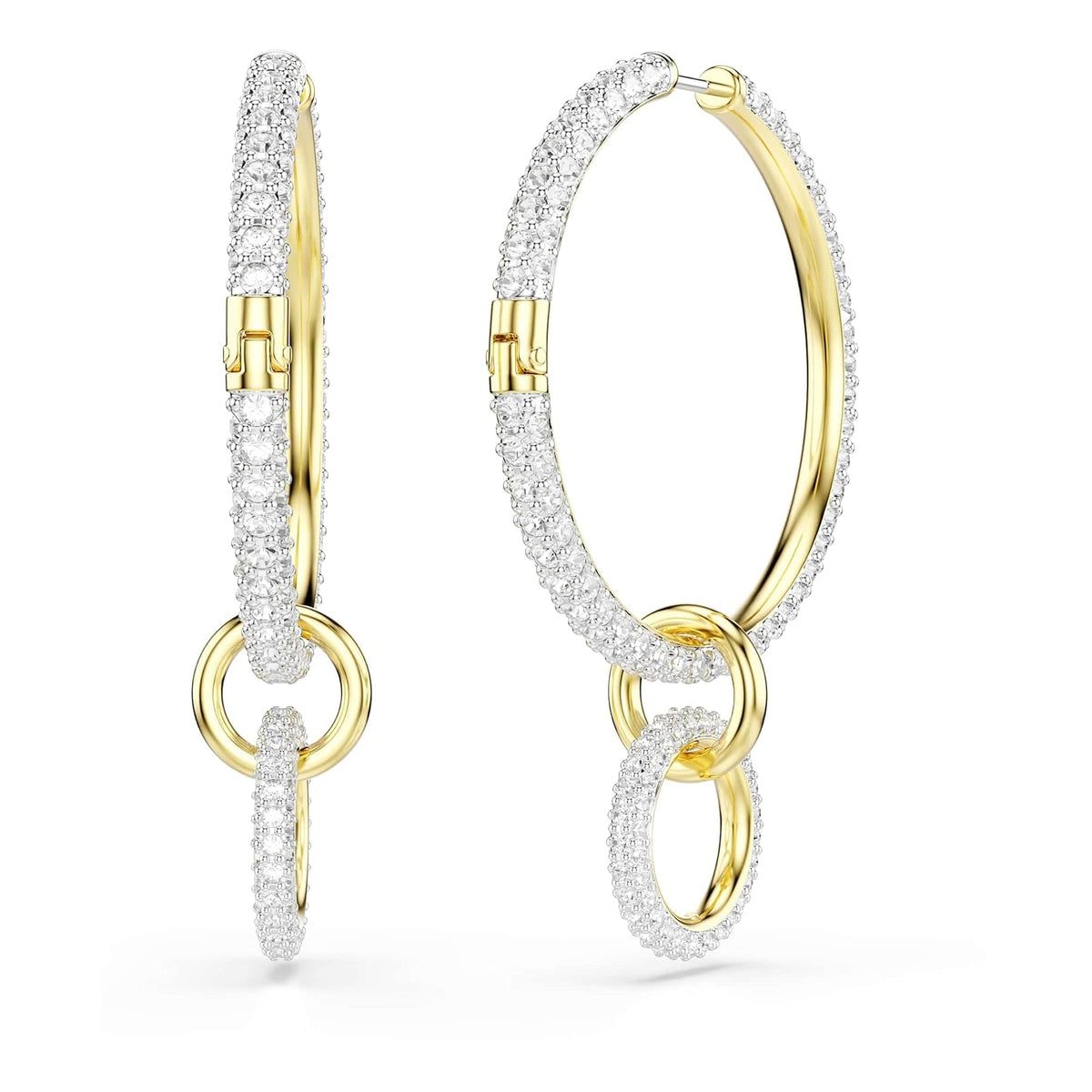 Swarovski Dextera - Pendientes de aro (aleación de oro, talla redonda), color blanco
