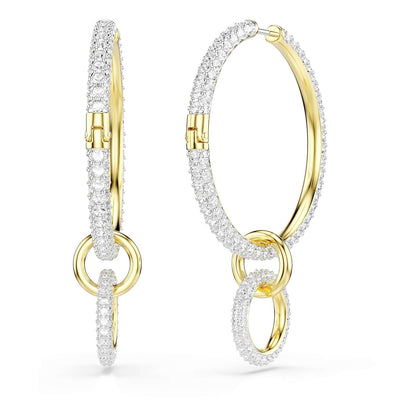 Swarovski Dextera - Pendientes de aro (aleación de oro, talla redonda), color blanco