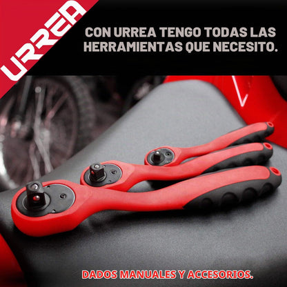 Urrea 5249G Matraca reversible acodada para dado cuadro de 3/8", Quick Release