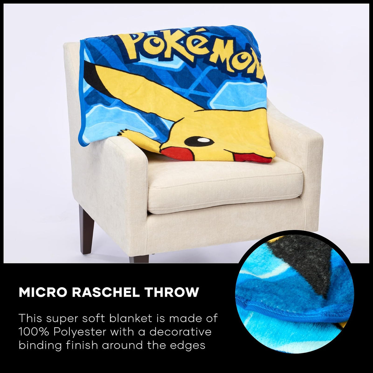 Northwest Pokémon, Error Temporal Pikachu Micro Raschel Manta de 46 x 60 Pulgadas, Error Temporal Pikachu
