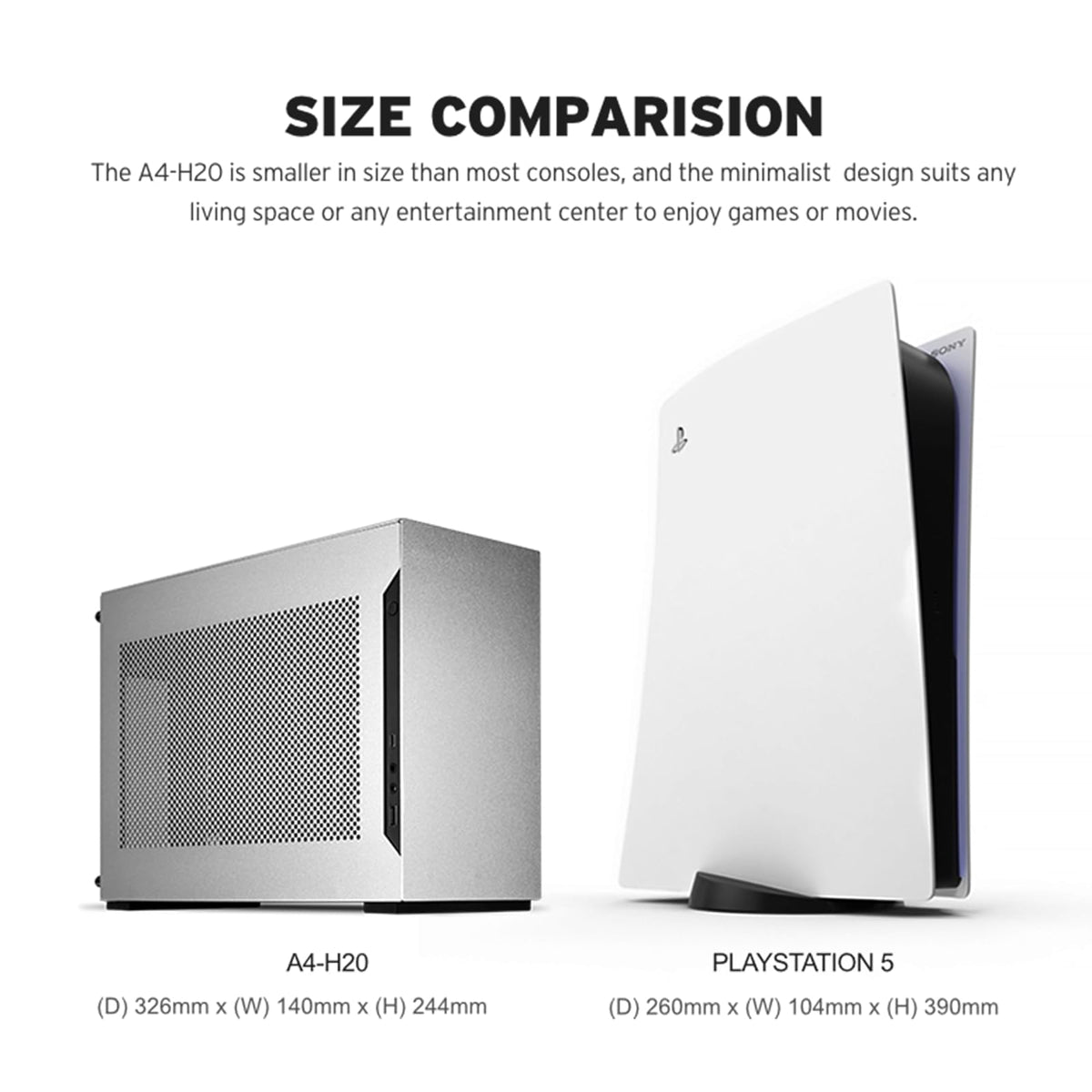 Lian Li A4-H2OA5 Mini-ITX Funda para PC, GPU de Montaje Triple Ranura, Exterior de Aluminio e Interior de Acero SPCC, AIO de 240 mm, diseño sándwich SFX, PCIe 5.0, Compatible con PSU SFX/SFX-L