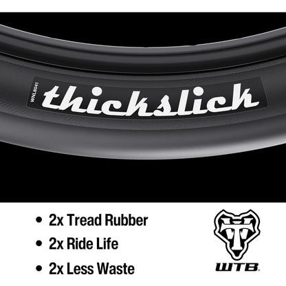 WTB ThickSlick 26” x 2.0” Urban Bike Tire, Wire Bead, Double Rubber for Longevity, Commuter Tire with Slick Tread Design, Superior Traction for Urban Riding