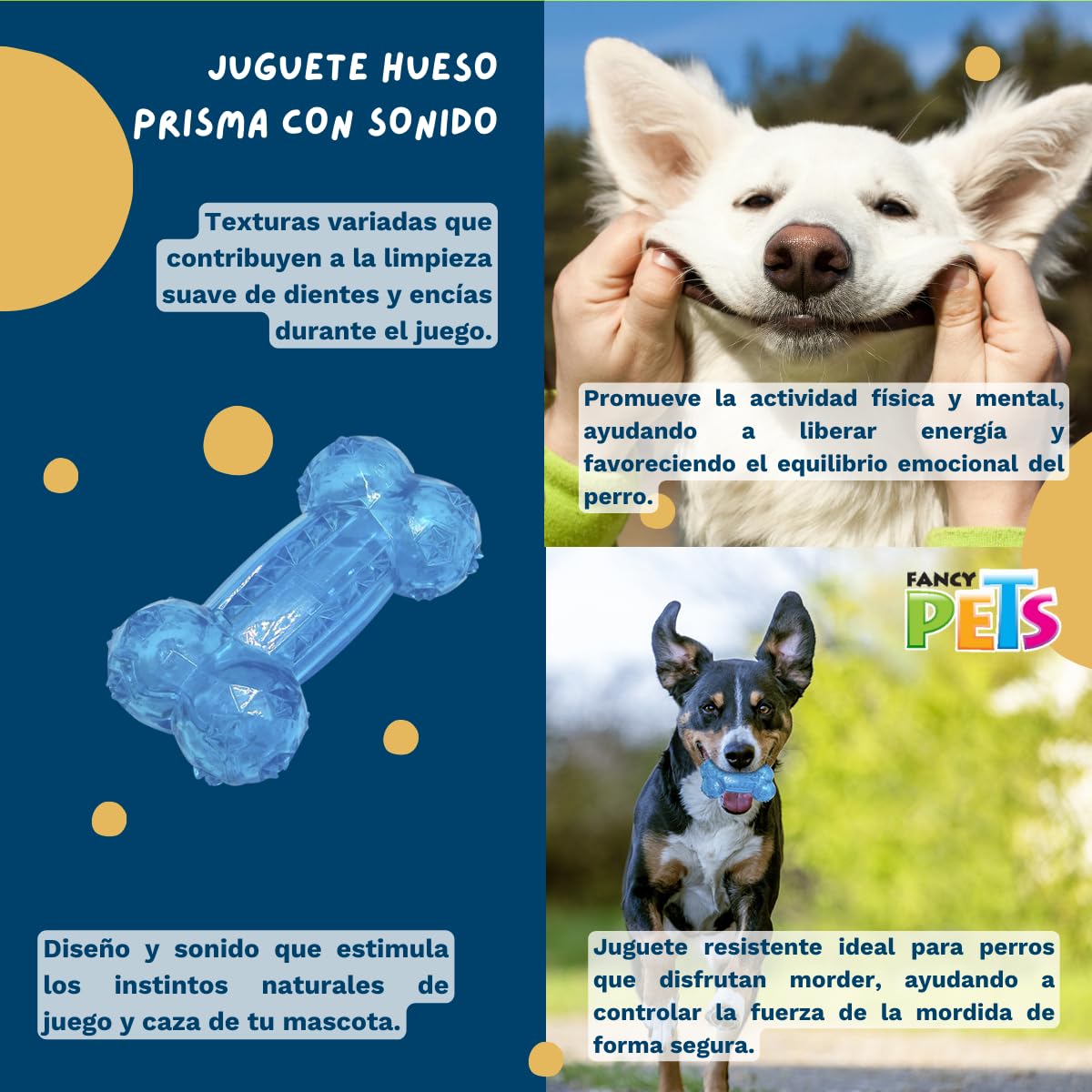 Fancy Pets Prisma Juguete en Forma de Hueso para Perro con Sonido Tamaño Grande