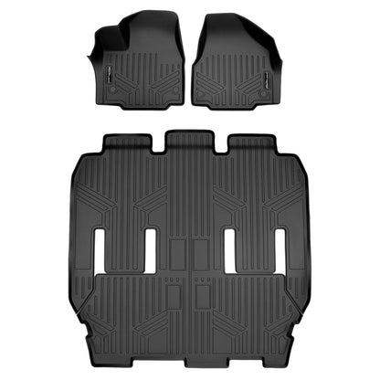 SMARTLINER Juego de tapetes de Piso de Recubrimiento de 3 Filas, Color Negro, para Chrysler Pacifica Solamente para Modelo de 7 pasajeros, 2017-2018 (no para Modelos híbridos)