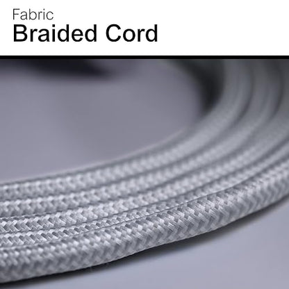 GE Pro Tira Multicontactos De 3 Salidas con Supresor de Picos, Enchufe Plano, Cable De Extensión Trenzado De 2.4 m (8 Pies) 250 Julios, Conectado a Tierra Certificacion UL, Blanco/Gris, 1 Unidad 38433