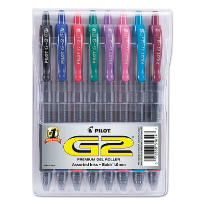 Pilot G2 Bolígrafos retráctiles de tinta de gel de alta calidad, Colores variados, Colores Variados, 8-Pack Pouch
