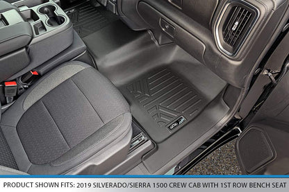 SMARTLINER Juego de Alfombrillas de Piso de 2 Filas Color Negro Compatible con Silverado/Sierra 2019-2022 2500/3500 2020-2022 2500/3500 Crew Cab con Asiento de Banco de Primera Fila