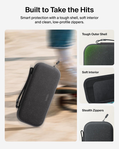 Belkin - Funda de Transporte para Nintendo Switch 2, Bolsa de Viaje con Soporte AirTag y Bolsillo de Almacenamiento para Tarjetas de Juego, portátil, Ligera, Funda Protectora con Carcasa Dura
