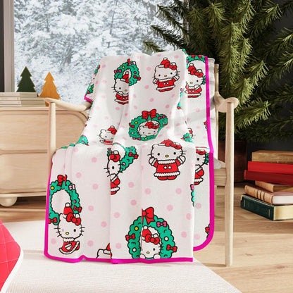 Franco Manta de Felpa Coleccionable con Personajes Licenciados - 40 in x 50 in - Hello Kitty - Merry Boughs