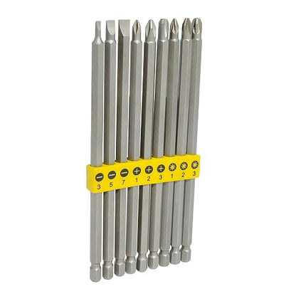 Surtek PFCL9 Juego combinado de puntas extra largas hexágono de 1/4", 9 piezas