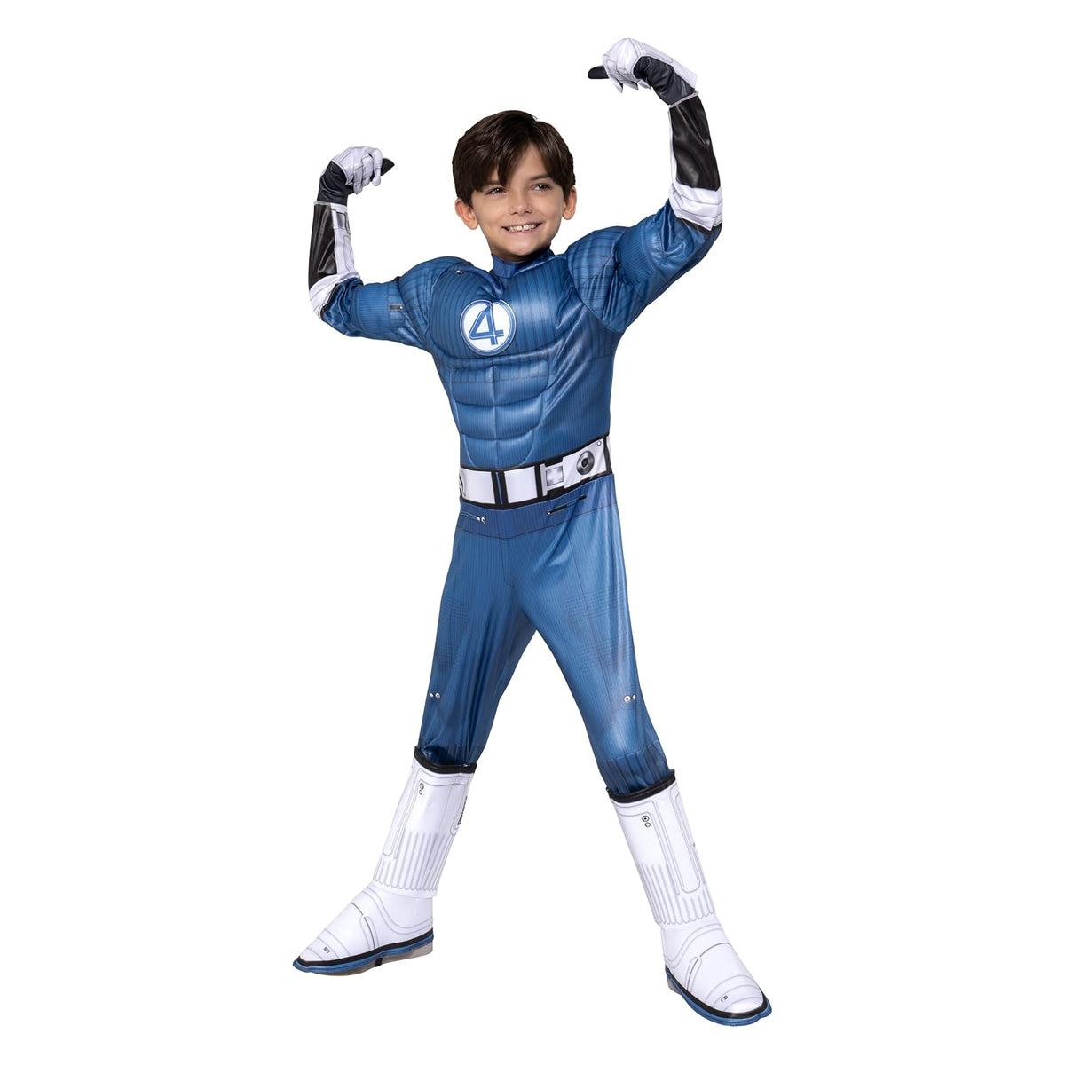 MARVEL Mr. Fantastic - Disfraz oficial de Halloween para jóvenes, overol acolchado de alta calidad con botas y guantes (L)