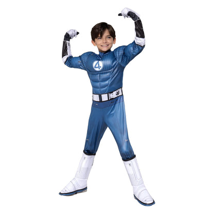 MARVEL Mr. Fantastic - Disfraz oficial de Halloween para jóvenes, overol acolchado de alta calidad con botas y guantes (L)