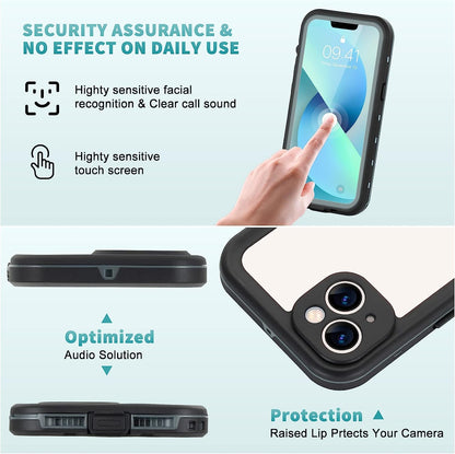 Hertekdo Funda para iPhone 13 Mini, IP68 Funda Impermeable para iPhone 13 Mini con Kickstand Absorción de Choque Resistente iPhone 13 Mini Funda Ideal para Buceo, Esquí y Natación