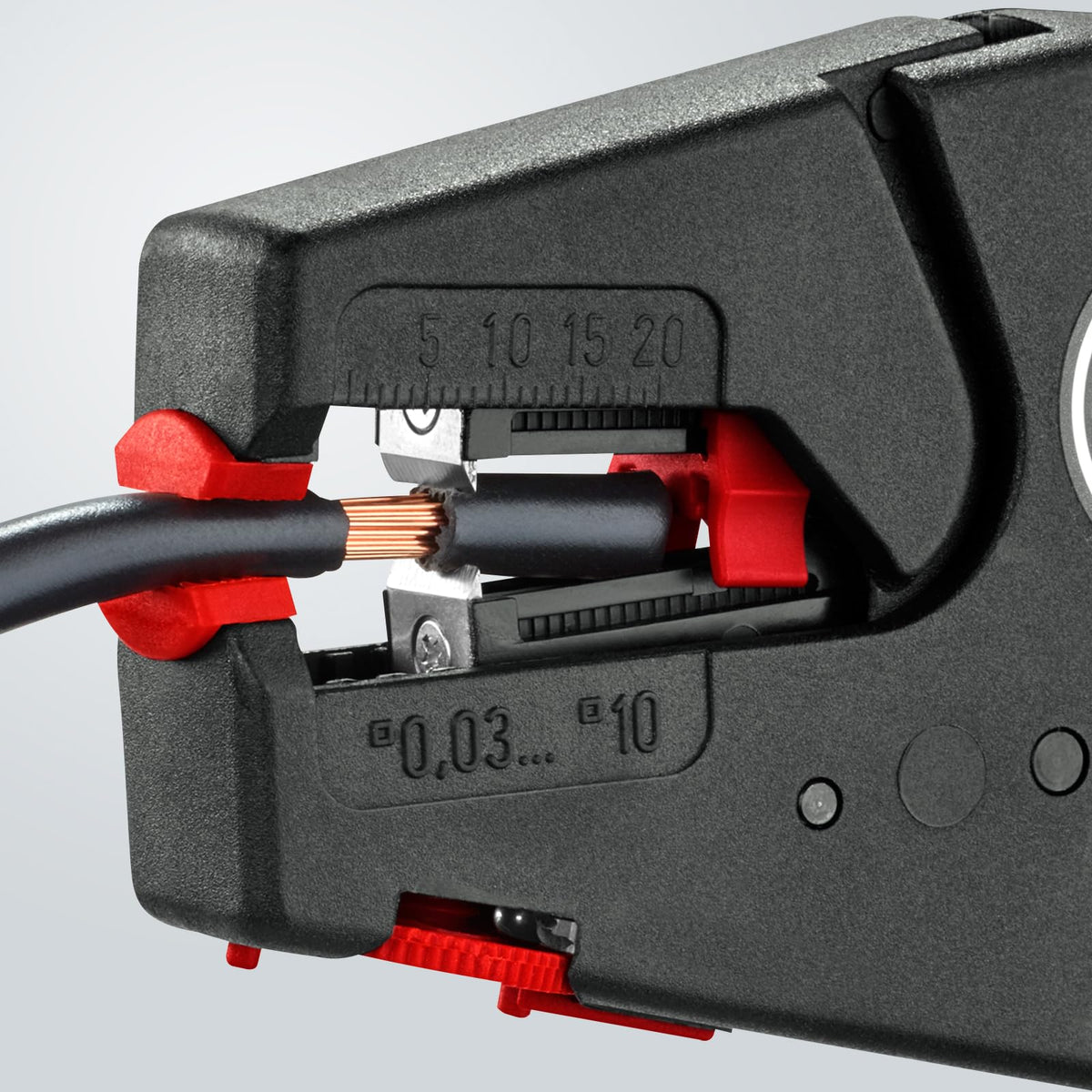 KNIPEX 12 40 200 Pinza pelacables autoajustable 32-8 AWG 200 mm (8") | Aislamiento de PVC y goma, 0,03 – 10 mm², con cortacables, ajuste fino