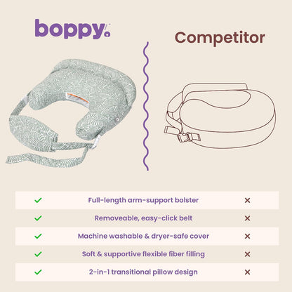 Boppy - Almohada de Lactancia Completa, Almohada ergonómica para Lactancia Materna y biberón, con cinturón extraíble, diseño sin Huecos, diseño CloseComfort, Soporte de posicionamiento de Longitud