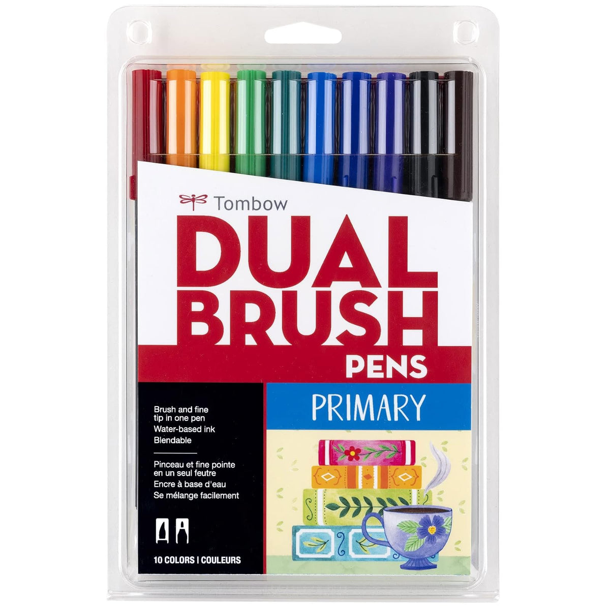 Tombow Dual Brush Pen Marcadores Artísticos de Doble Punta - Primarios - 1-paquete - Paquete de 10
