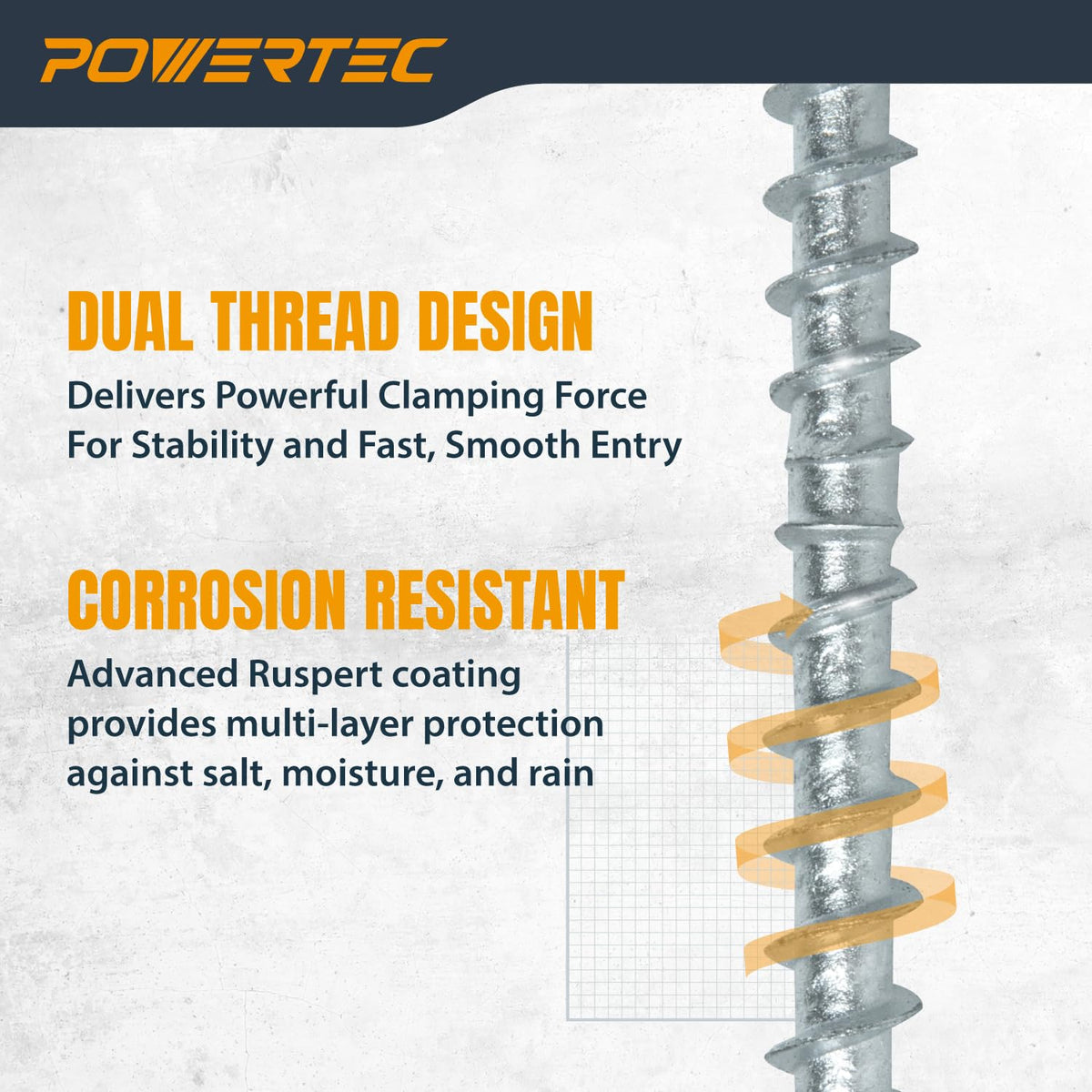POWERTEC - Tornillos para cubierta n.º 10 x 2-3/8 pulgadas, T15 Star Drive, recubiertos para madera exterior y madera compuesta, paquete de 250 (72185)