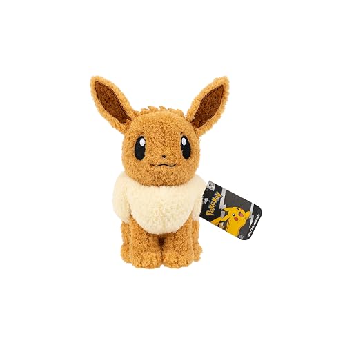 Pokémon Cuddly Eevee - Peluche Suave y lanudo de 8 Pulgadas con Detalles auténticos