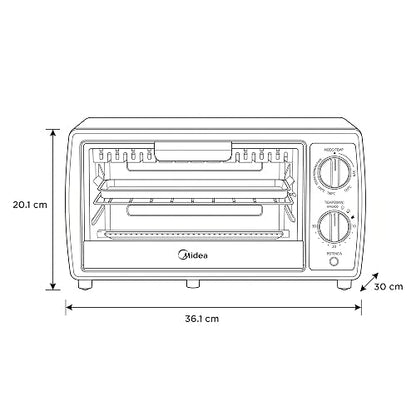 Midea MMTB12MS2B Horno tostador eléctrico, 12L, XpressBake