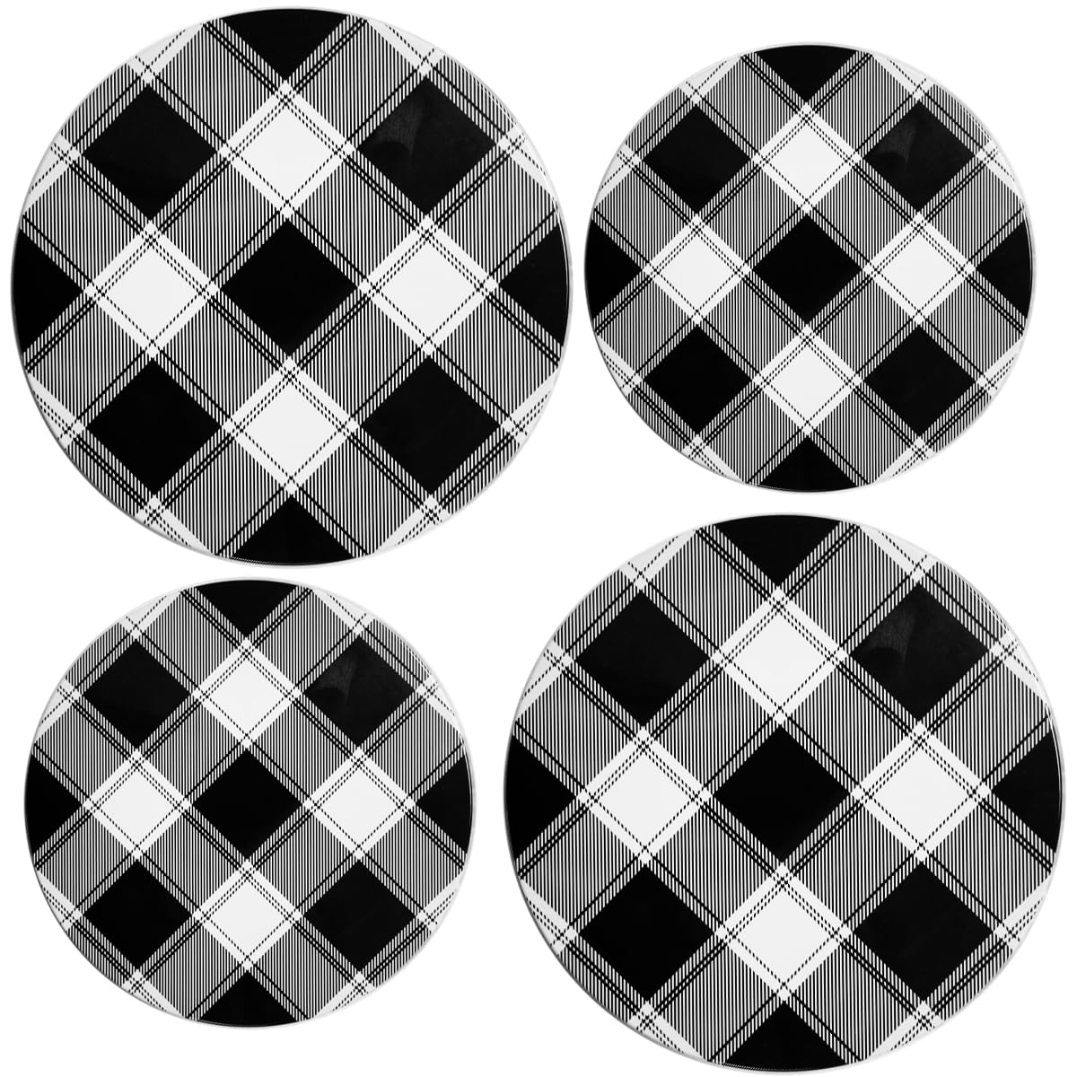 Reston Lloyd Buffalo Check - Juego de 4 fundas para quemadores eléctricos, 25,4 cm y 20,3 cm, negro/blanco