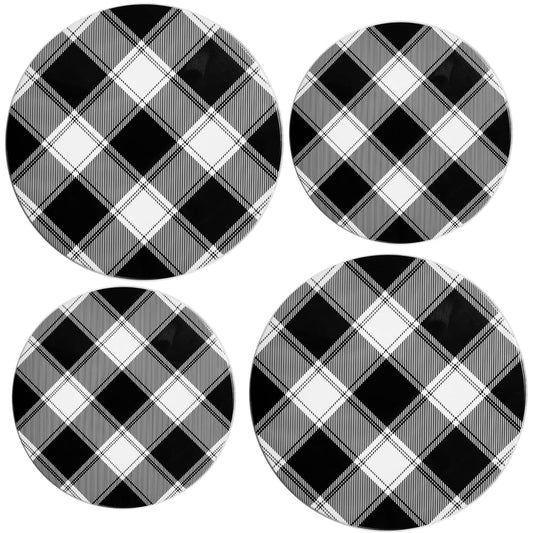 Reston Lloyd Buffalo Check - Juego de 4 fundas para quemadores eléctricos, 25,4 cm y 20,3 cm, negro/blanco