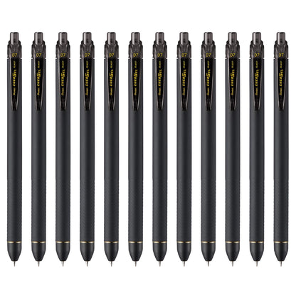 Pentel Energel Bolígrafo Tinta Gel Líquida, Retráctil, Punto Fino, 0.7 mm, Tinta Negra, Caja con 12 Piezas, -A