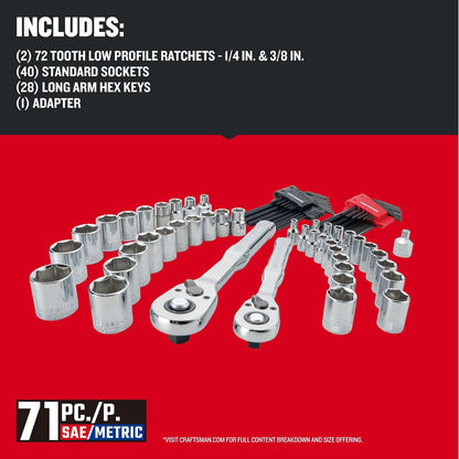 CRAFTSMAN Versastack CMMT45171 - Juego de herramientas mecánicas de 0.64 y 0.95 cm, 71 piezas