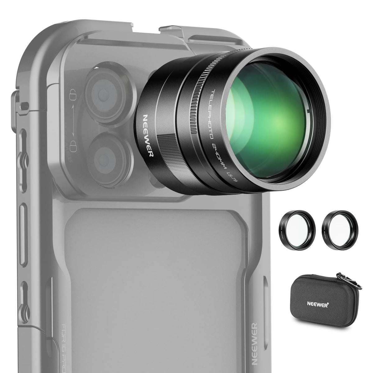NEEWER - Convertidor 2X con Lentes Macro de 200 mm y 300 mm para cámara de teléfono, Lente de teleobjetivo, 7 Elementos en 5 Grupos, Rosca de 17 mm Compatible con iPhone, Android, Samsung, Xiaomi