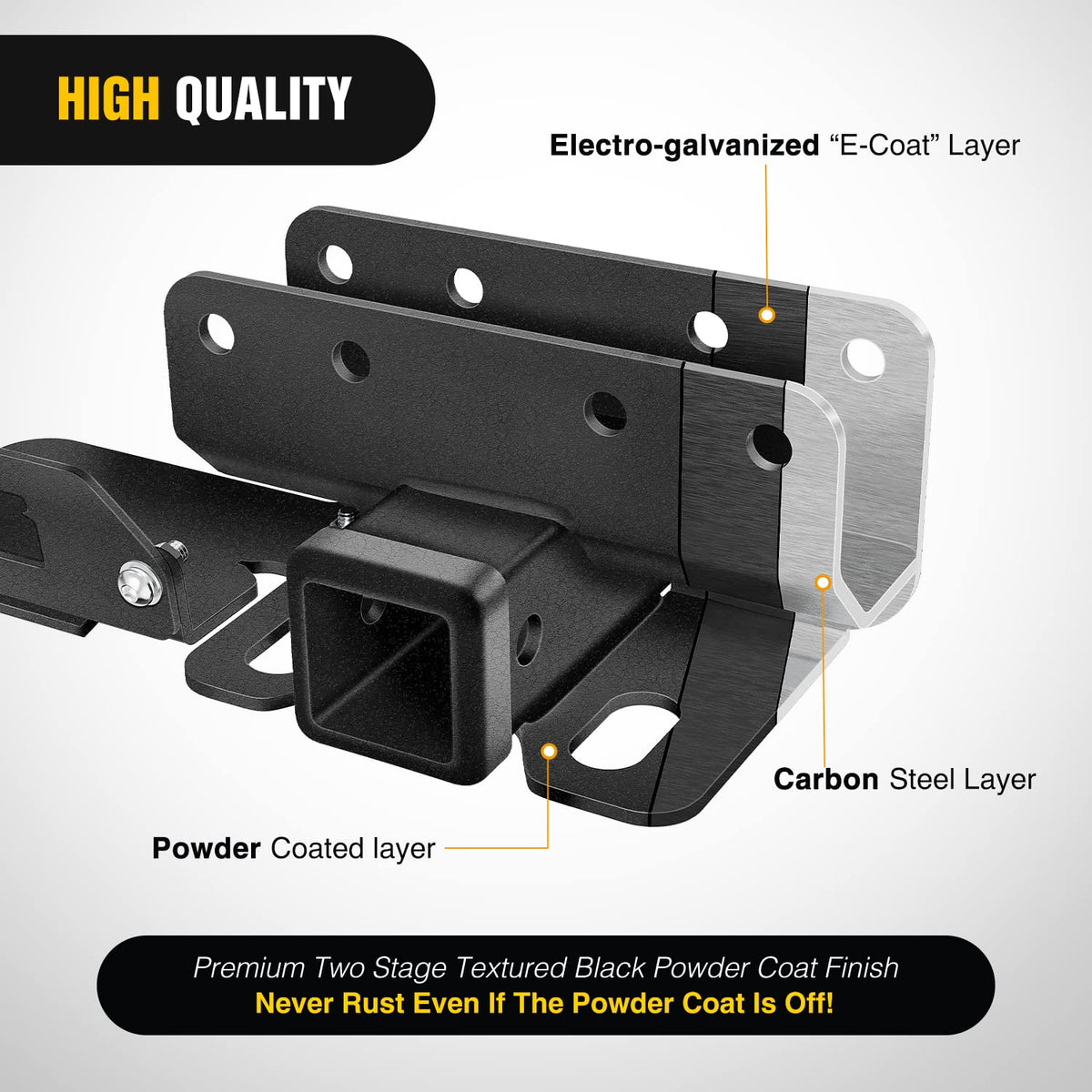 Nilight 2 Inch Rear Trailer Hitch Receiver Kit for 2021 2022 2023 2024 2025 2026 Ford Bronco 2 Door 4 Door (Exclude Bronco Sport) Rear Bumper Tow Hook Black Hitch Cover Kit