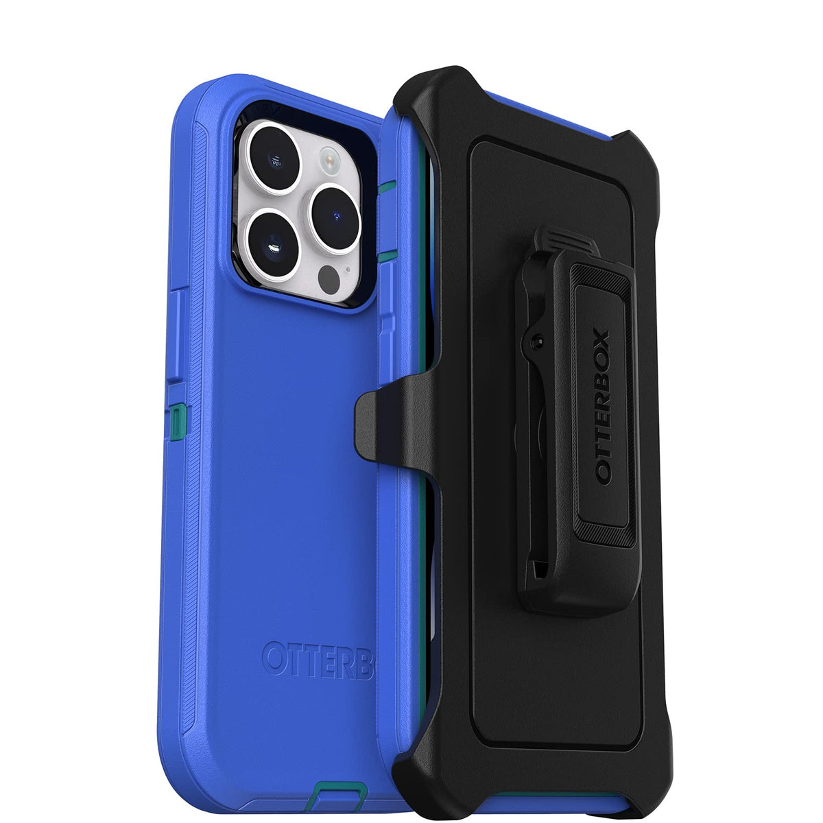 Otterbox Funda para iPhone 14 Pro (Solo) Defender Series - Rain Check (Azul), Resistente Y Duradera, con Protección De Puerto, Incluye Soporte De Clip De Funda Azul Claro