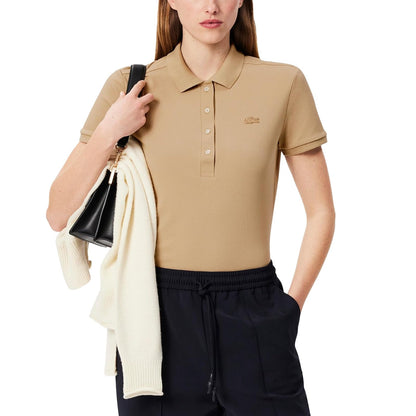 Lacoste polo slim de mini piqué con botones de nácar - 8 - Beige Vienés