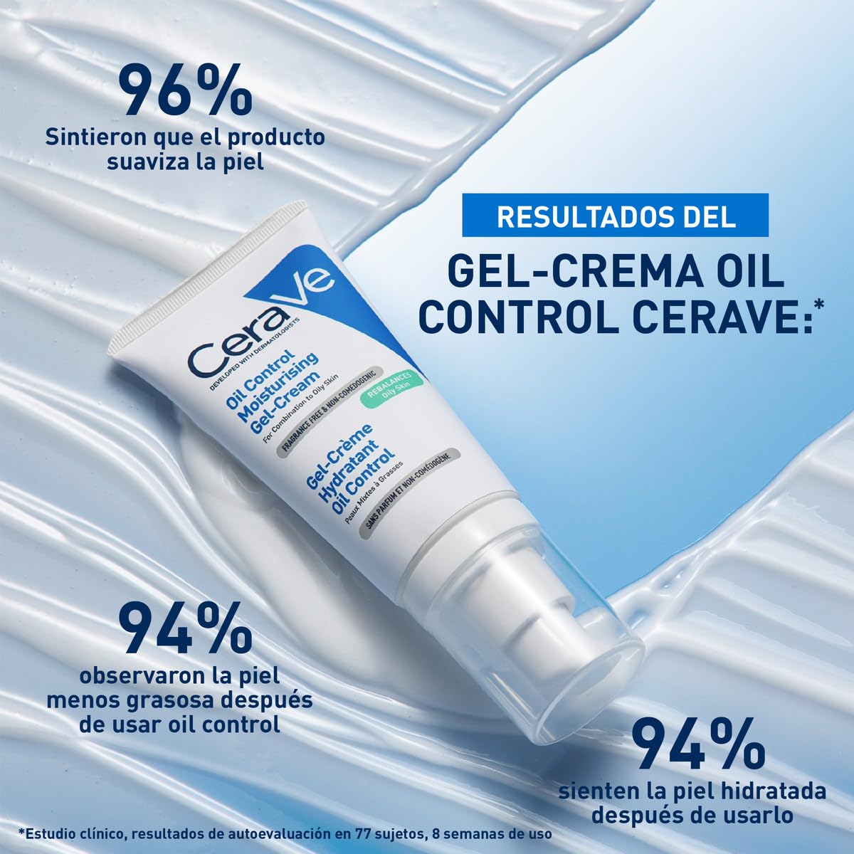 CeraVe Oil Control Gel-Crema Hidratante y Matificante para Piel Grasa 52ml | Hidrata y Controla el Brillo hasta por 8 Horas, con Ácido Hialurónico