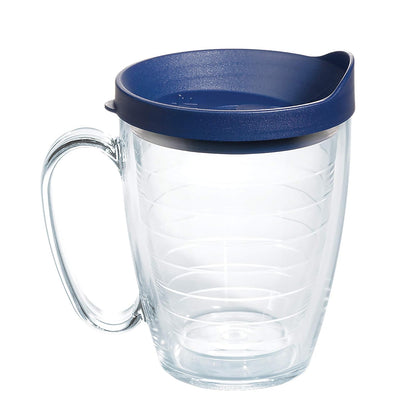 Tervis Juego de 4 Vasos Térmicos 473 ml Transparentes - Tapa azul marino - Taza de 16 onzas