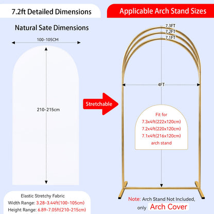 SoarDream - Funda de Arco de Boda de 7.2 pies, de Elastano Blanco, para Arco, para Boda, Cubierta de Arco de Chiara, Tela elástica para Novia, Baby Shower, cumpleaños, Fiesta de cumpleaños