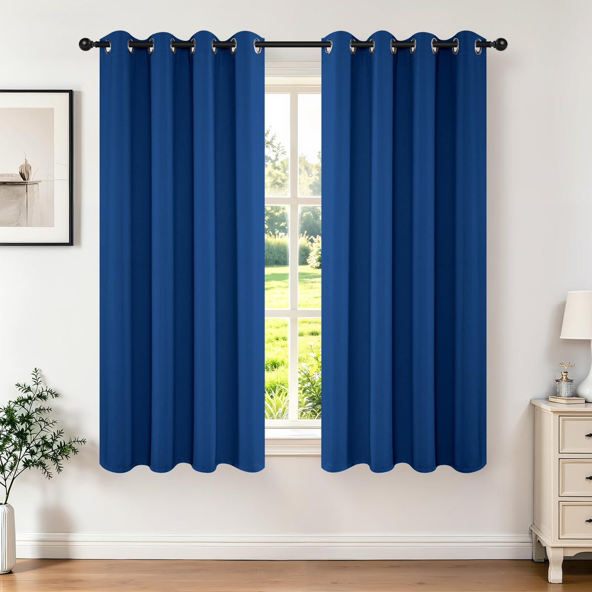 Joydeco Juego de Cortinas Opacas con Ojales, 2 Paneles - Azul real - 132.1An x 182.9Al cm (1 Paneles)