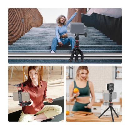 Neewer - Trípode para iPhone con Adaptador de Montaje de cámara de acción y Soporte para teléfono, Mini cámara Flexible para trípode Compatible con GoPro Samsung DSLR cámara Web para Vlog, grabación