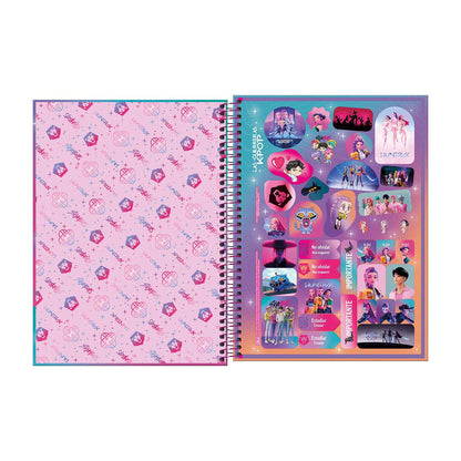 Tilibra Cuaderno Profesional con Espiral de 160 hojas a Raya, Guerreras K-pop Huntrix y Saja Boys. P7275