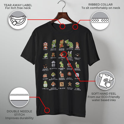 Nintendo Playera Pixel Cast Camiseta para para Hombre
